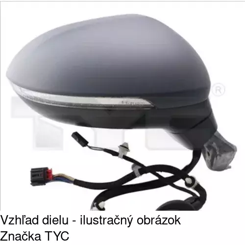 Sklo vonkajšieho zrkadla s držiakom 95D3545M /POLCAR/ - obr. 3