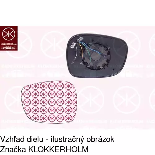 Sklo vonkajšieho zrkadla s držiakom 2060555E /POLCAR/