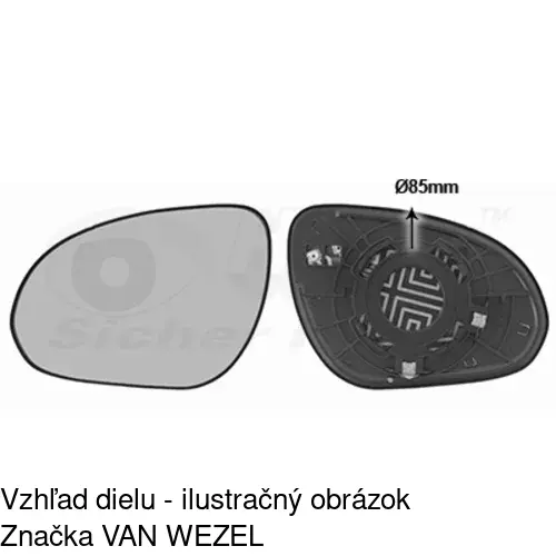 Sklo vonkajšieho zrkadla s držiakom 4015546E /POLCAR/ - obr. 2