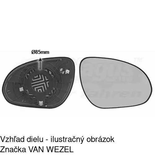 Sklo vonkajšieho zrkadla s držiakom 4015555E /POLCAR/ - obr. 1