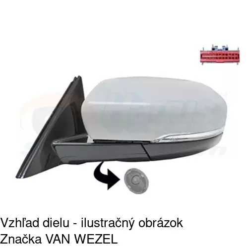 Sklo vonkajšieho zrkadla s držiakom 43Y1545M /POLCAR/ - obr. 2