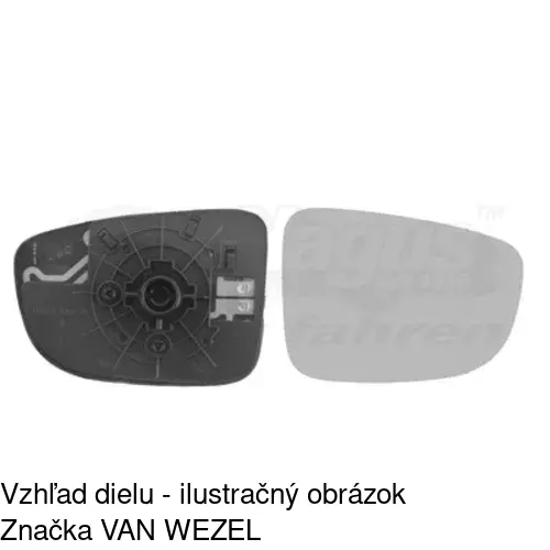 Sklo vonkajšieho zrkadla s držiakom 45D1555M /POLCAR/ - obr. 3