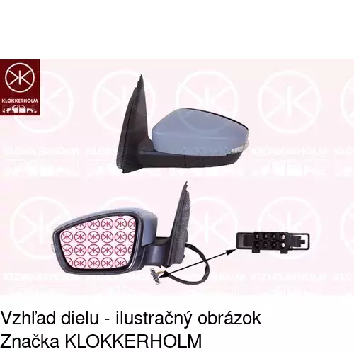 Sklo vonkajšieho zrkadla s držiakom 69B1555M /POLCAR/ - obr. 2