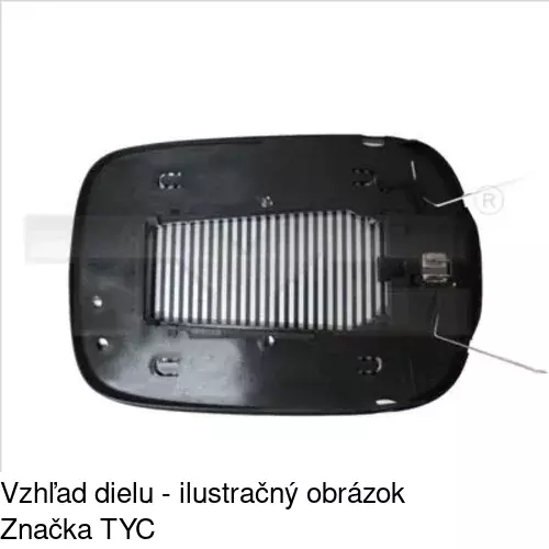 Sklo vonkajšieho zrkadla s držiakom POLCAR 9090542E