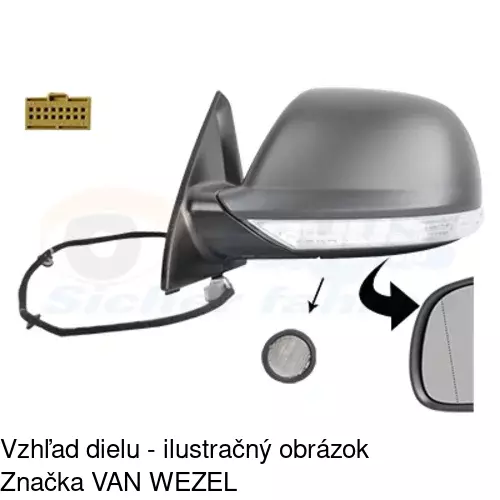 Sklo vonkajšieho zrkadla s držiakom 9581545E /POLCAR/ - obr. 5