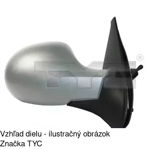 Sklo vonkajšieho zrkadla s držiakom 6001552M /POLCAR/ - obr. 2