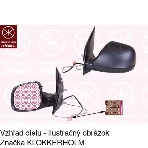 Sklo vonkajšieho zrkadla s držiakom 9569546E /POLCAR/ - obr. 1