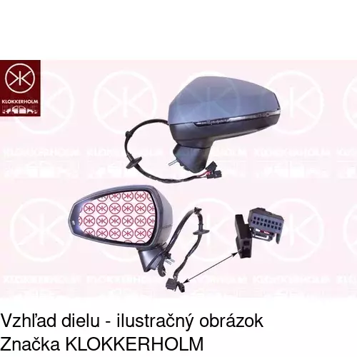 Sklo vonkajšieho zrkadla s držiakom 13C1555E /POLCAR/ - obr. 1