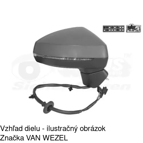 Sklo vonkajšieho zrkadla s držiakom 13C1556M /POLCAR/ - obr. 5