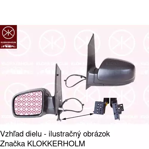 Sklo vonkajšieho zrkadla s držiakom 50N1554M /POLCAR/ - obr. 2