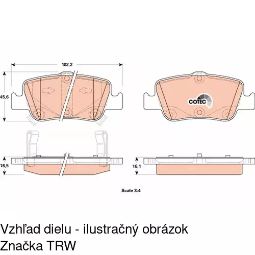 Brzdové dosky S70-1362 /POLCAR/ - obr. 2