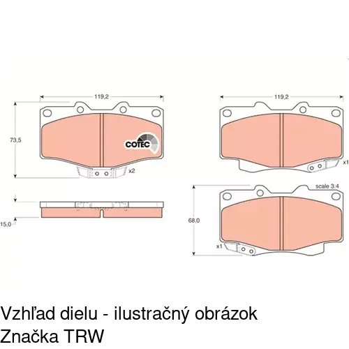Brzdové dosky S70-0381 /POLCAR/ - obr. 2