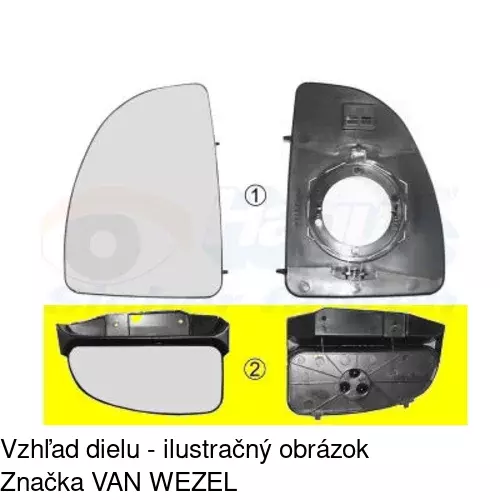 Sklo vonkajšieho zrkadla s držiakom 5702558M /POLCAR/ - obr. 5