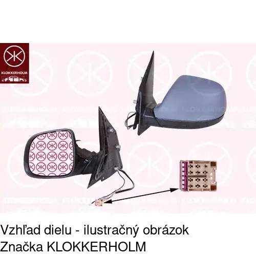 Sklo vonkajšieho zrkadla s držiakom 9569546E /POLCAR/ - obr. 5