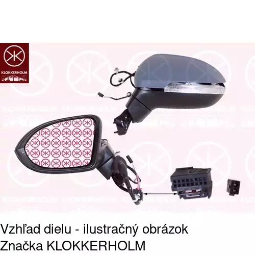 Sklo vonkajšieho zrkadla s držiakom 95D3545M /POLCAR/ - obr. 5