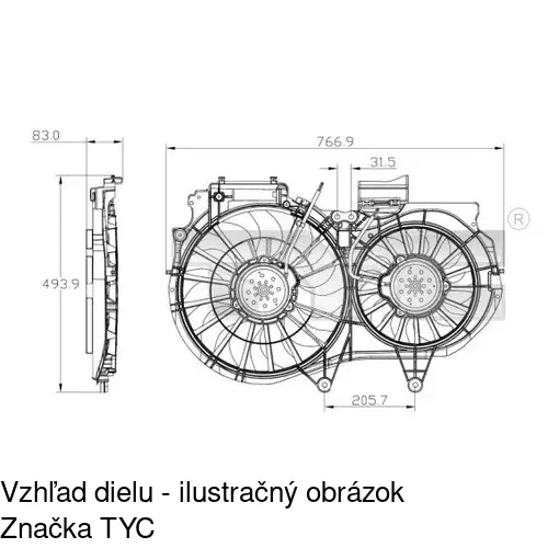 Ventilátor bez krytu / podpery 133423U3-Q /POLCAR/ - obr. 1