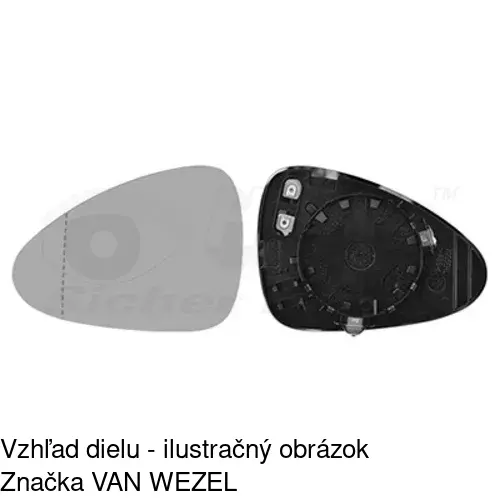 Sklo vonkajšieho zrkadla s držiakom 58F1545M /POLCAR/