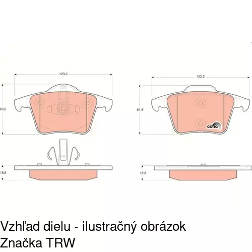 Brzdové dosky S70-1168 /POLCAR/ - obr. 2