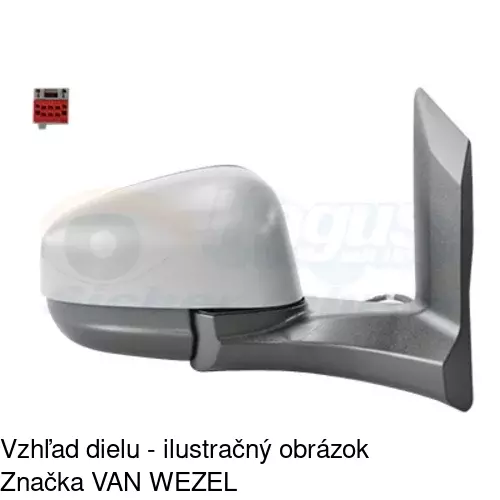 Sklo vonkajšieho zrkadla s držiakom 32U3545M /POLCAR/ - obr. 3