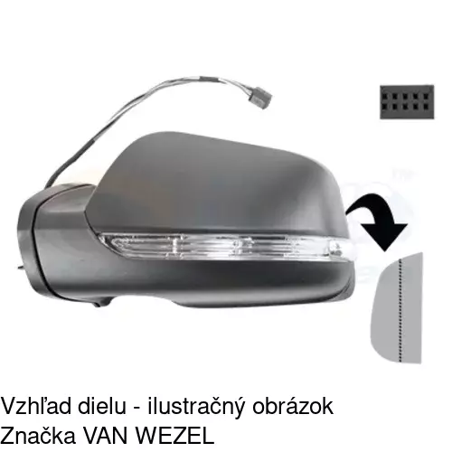 Sklo vonkajšieho zrkadla s držiakom 5021545M /POLCAR/ - obr. 3