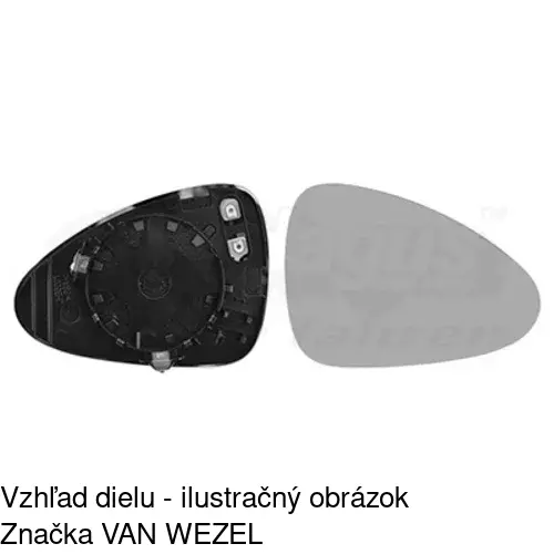 Sklo vonkajšieho zrkadla s držiakom 58F1555M /POLCAR/