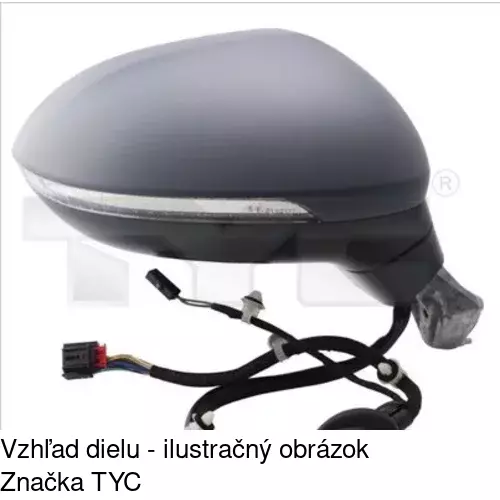 Sklo vonkajšieho zrkadla s držiakom 95D3555M /POLCAR/ - obr. 3