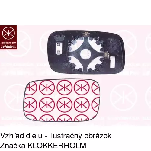 Sklo vonkajšieho zrkadla s držiakom 6523555M /POLCAR/