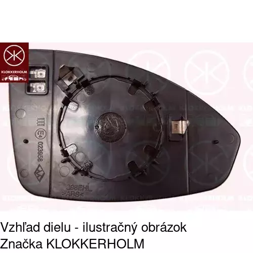 Sklo vonkajšieho zrkadla s držiakom 2508556M /POLCAR/ - obr. 2