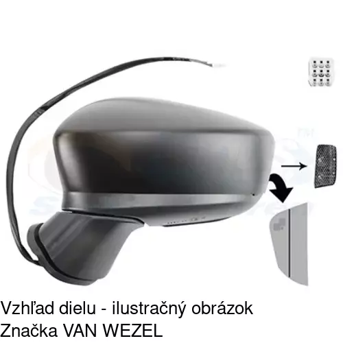 Sklo vonkajšieho zrkadla s držiakom 45D1546M /POLCAR/ - obr. 3