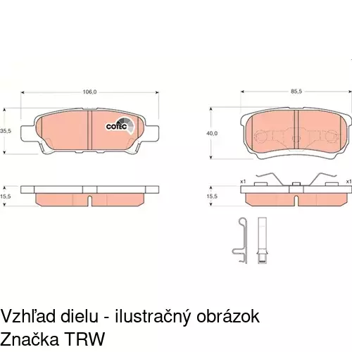 Brzdové dosky S70-1350 /POLCAR/ - obr. 1
