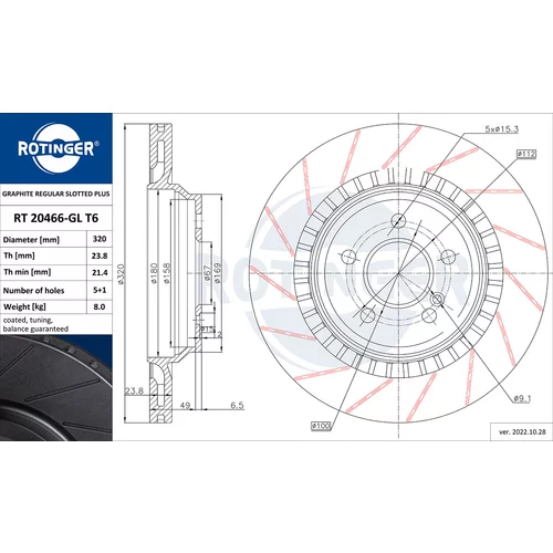 Brzdový kotúč ROTINGER RT 20466-GL T6