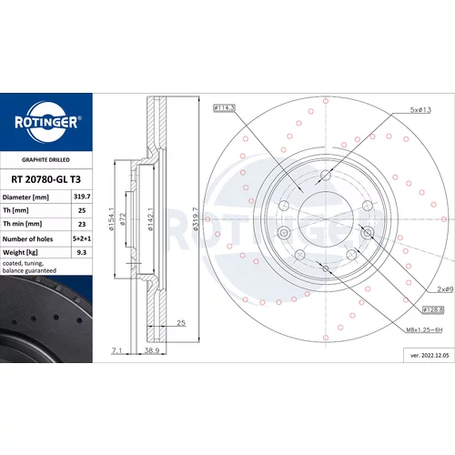 Brzdový kotúč ROTINGER RT 20780-GL T3