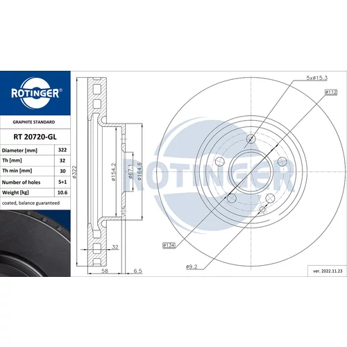 Brzdový kotúč ROTINGER RT 20720-GL