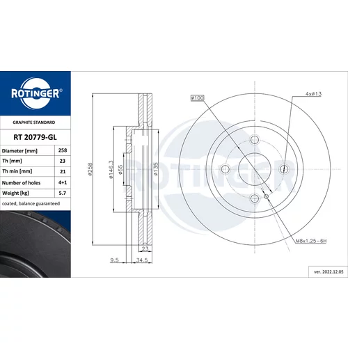 Brzdový kotúč ROTINGER RT 20779-GL