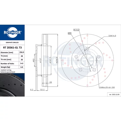 Brzdový kotúč ROTINGER RT 20361-GL T3