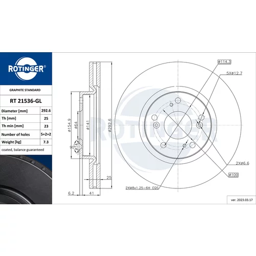 Brzdový kotúč Rotinger RT 21536-GL