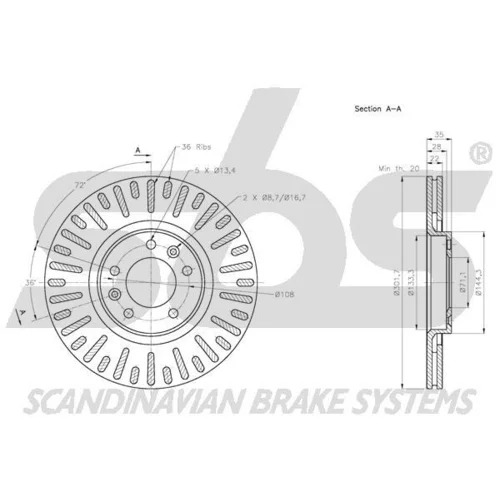 Brzdový kotúč 1815311948 /SBS/ - obr. 2