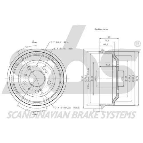 Brzdový bubon 1825261901 /SBS/ - obr. 2