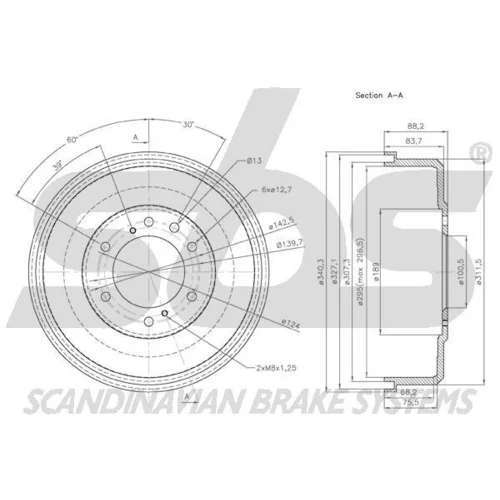 Brzdový bubon 1825262204 /SBS/ - obr. 2