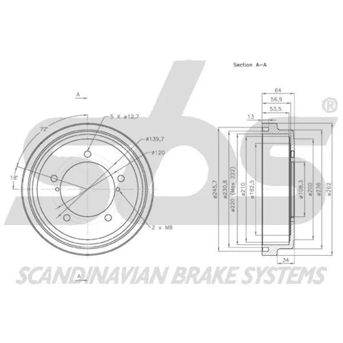 Brzdový bubon 1825255207 /SBS/ - obr. 2