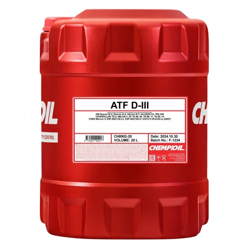 Prevodový olej CHEMPIOIL ATF DEXRON III 20L