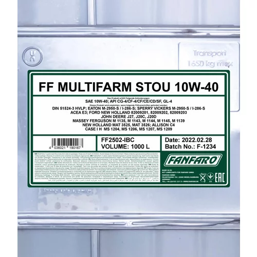 Motorový olej SCT - MANNOL FF2502-IBC (SCT Mannol) - obr. 1