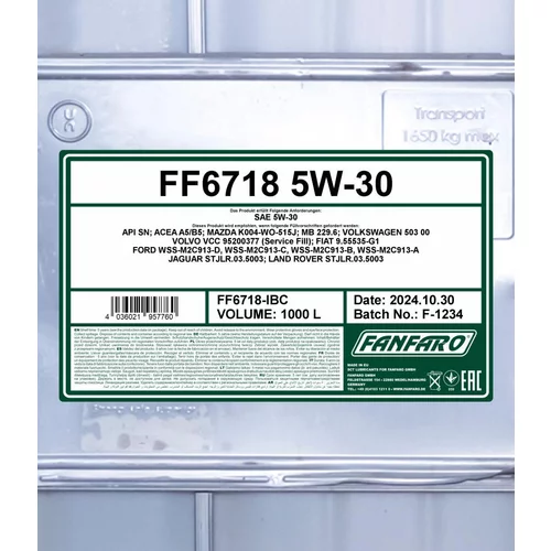 Motorový olej SCT - MANNOL FF6718-IBC (SCT Mannol) - obr. 1