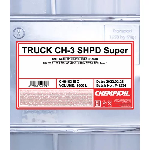 Motorový olej SCT - MANNOL CH9103-IBC (SCT Mannol) - obr. 1