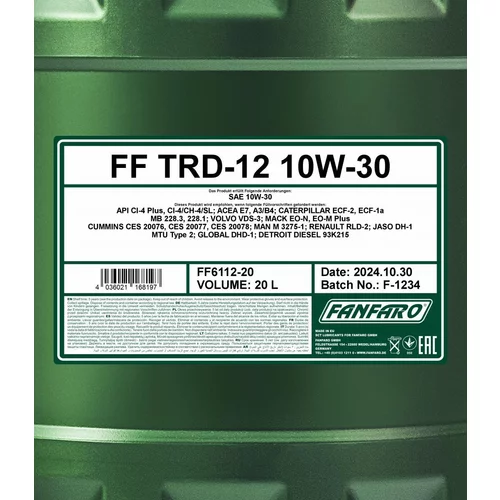 Motorový olej SCT - MANNOL FF6112-20 (SCT Mannol) - obr. 1