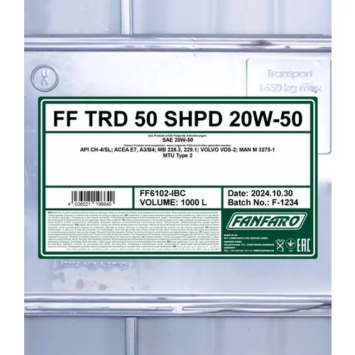 Motorový olej SCT - MANNOL FF6102-IBC (SCT Mannol) - obr. 1