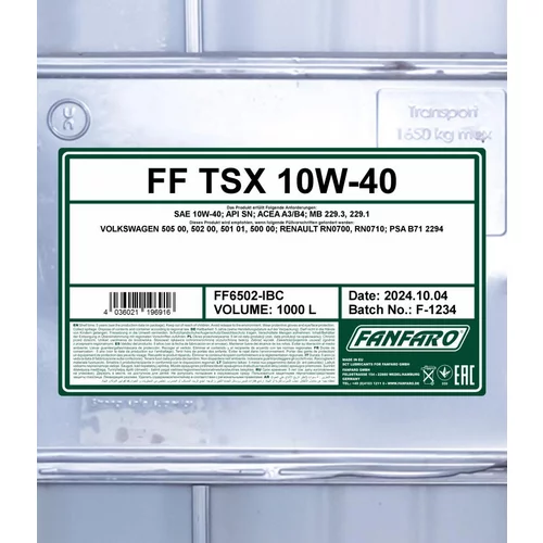 Motorový olej SCT - MANNOL FF6502-IBC (SCT Mannol) - obr. 1