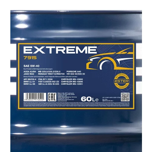 Motorový olej MANNOL 7915 EXTREME 5W-40 60L (SCT Mannol) - obr. 1