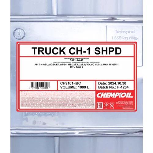Motorový olej SCT - MANNOL CH9101-IBC (SCT Mannol) - obr. 1