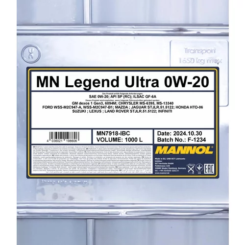 Motorový olej SCT - MANNOL MN7918-IBC (SCT Mannol) - obr. 1